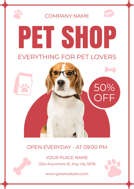 Sale of Accessories for Pets Poster Šablona návrhu