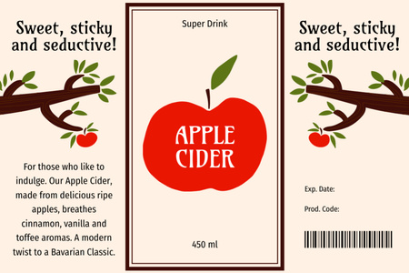 Designvorlage Süßer Apfelwein für Label