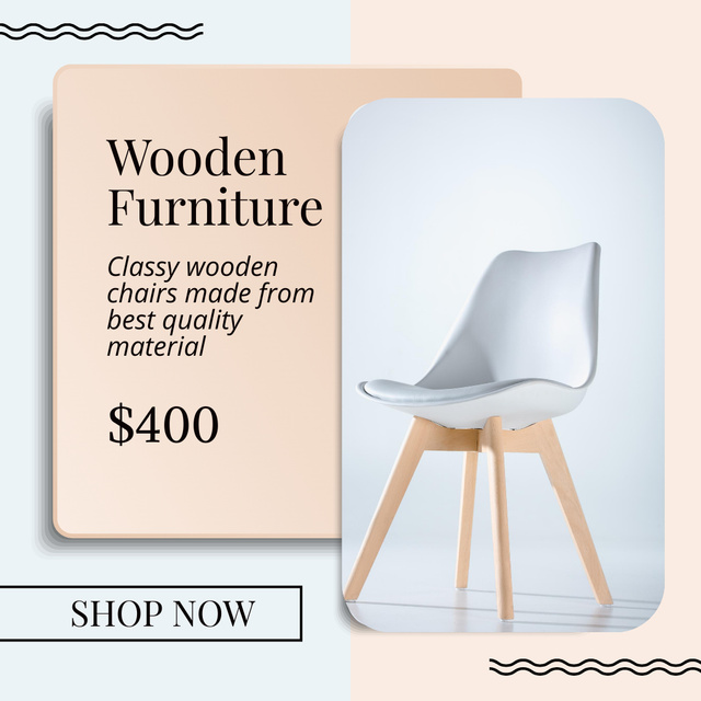 Wooden Furniture Offer with Stylish Chair Instagram Tasarım Şablonu