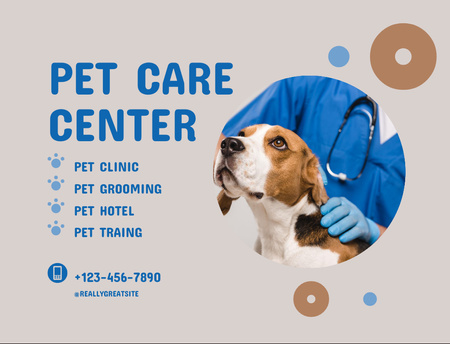 Pet Care Centre Ad with Beagle Dog Postcard 4.2x5.5in Design Template