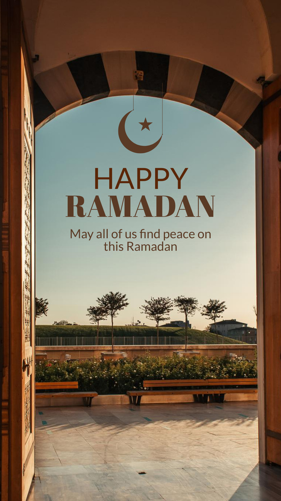 Wishing Happy Ramadan With Stunning Landscape View Instagram Story Design Template