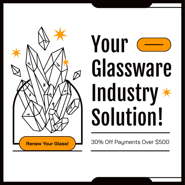 Ontwerpsjabloon van Instagram van Glassware Industry Solution With Crystals At Lowered Price