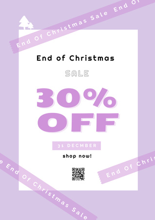 Designvorlage End of Christmas Sale Purple für Poster