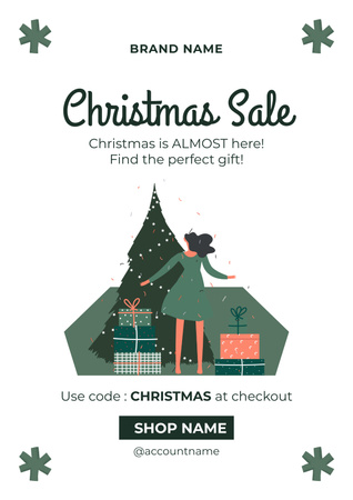 Christmas Sale Announcement Poster Design Template