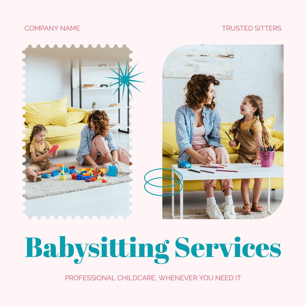 Babysitting Service Announcement Instagram Tasarım Şablonu