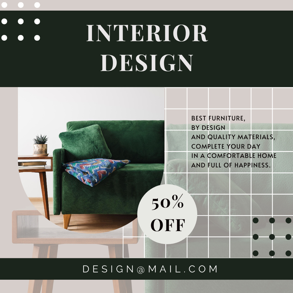Designvorlage Interior Design with Best Furniture and Materials für Instagram AD