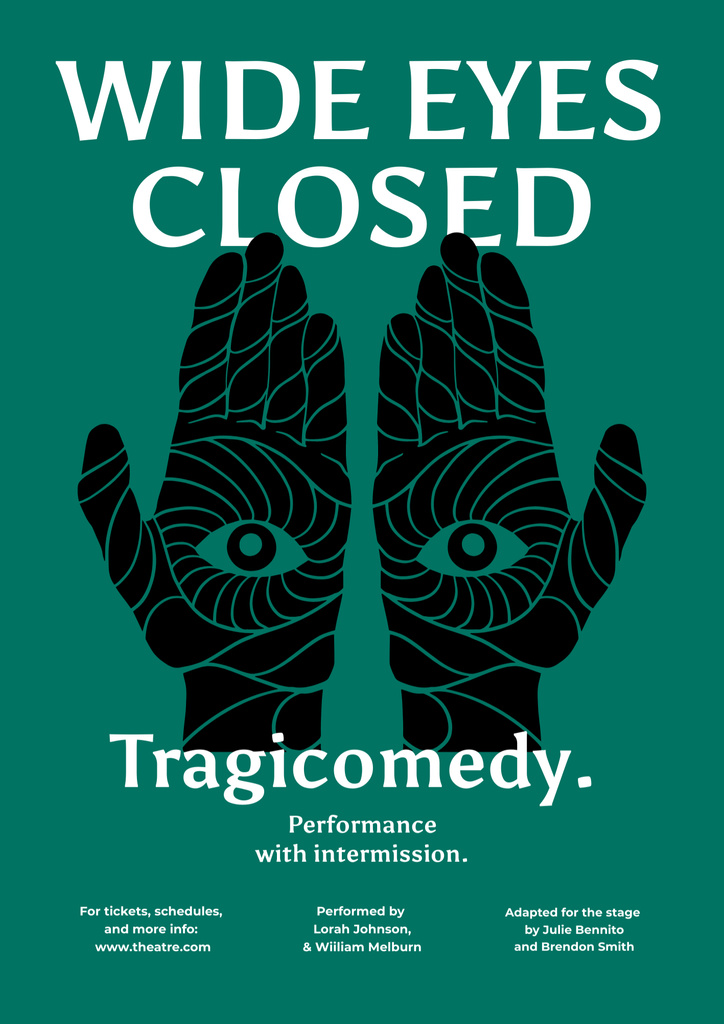 Theatrical Tragicomedy Show Announcement on Green Poster B2 Šablona návrhu