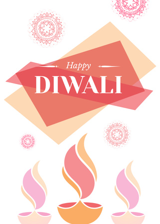 Diwali Greeting With Colorful Patterns Postcard 5x7in Vertical Design Template