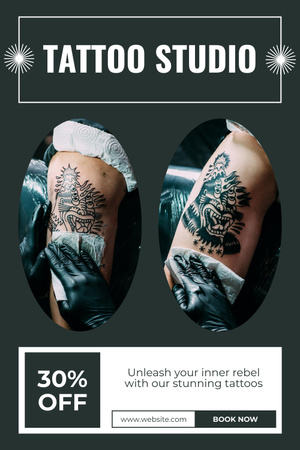 Plantilla de diseño de Servicio de tatuador profesional en estudio con descuento Pinterest 