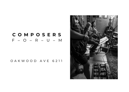 Template di design forum dei compositori con musicisti sul palco Postcard
