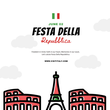 Festa della Repubblica Italiana Celebration Announcement Instagram Design Template