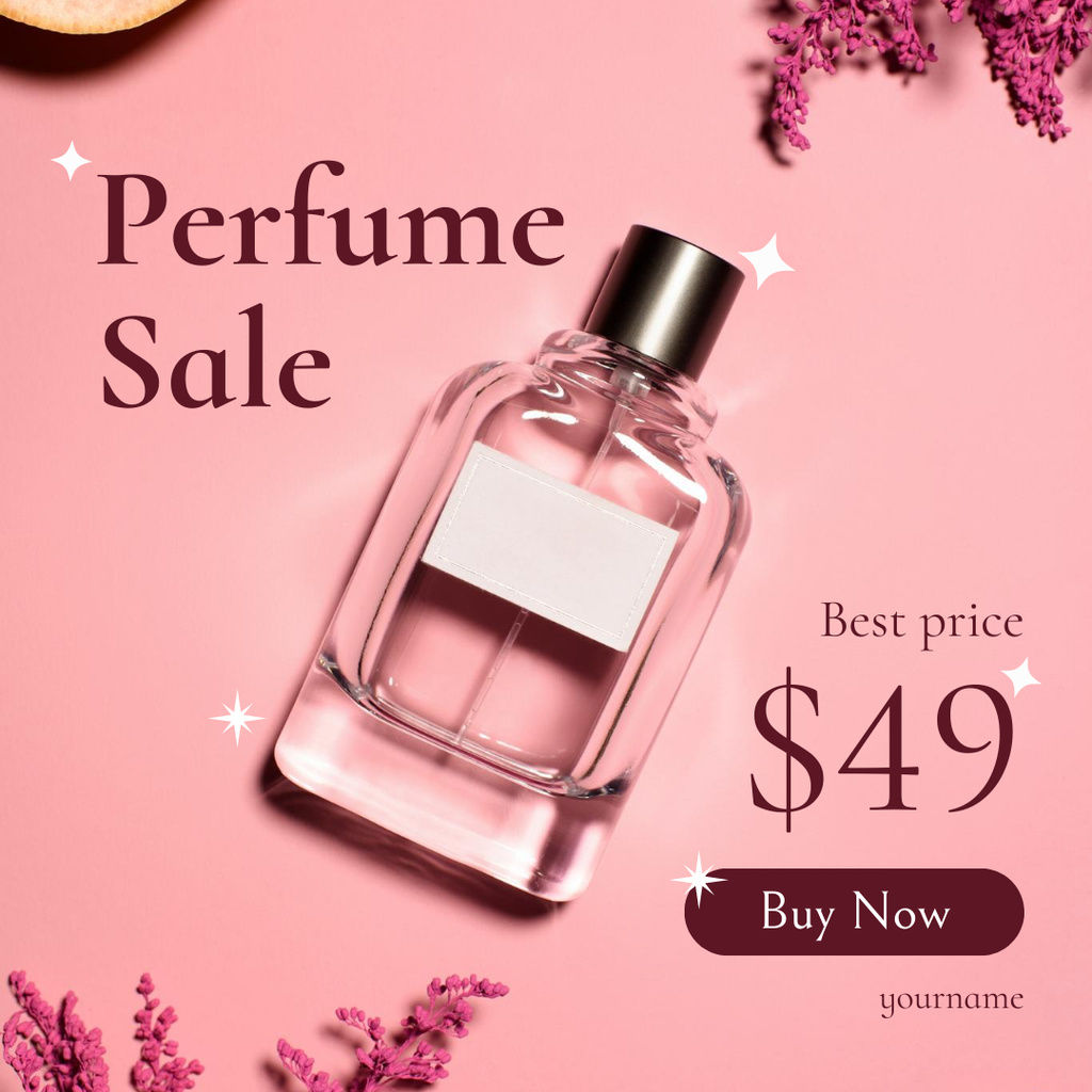 Perfume Sale Announcement with Elegant Fragrance Instagram Design Template