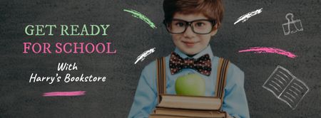 Back to School with Boy Pupil in classroom Facebook cover Design Template