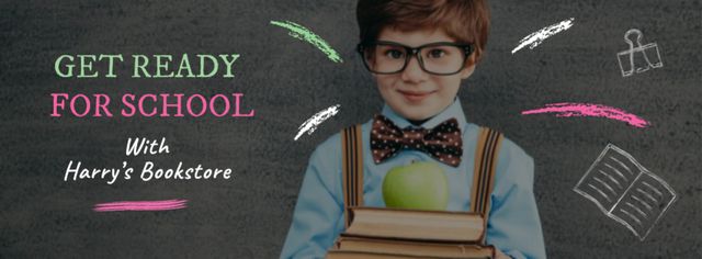 Designvorlage Back to School with Boy Pupil in classroom für Facebook cover