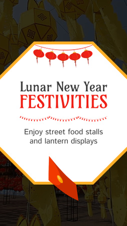 Template di design Incantevoli feste di Capodanno lunare con lanterne Instagram Video Story