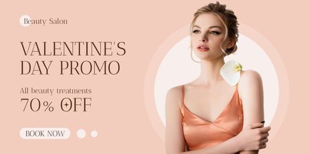 Discount on All Beauty Treatments for Valentine's Day Twitter Design Template