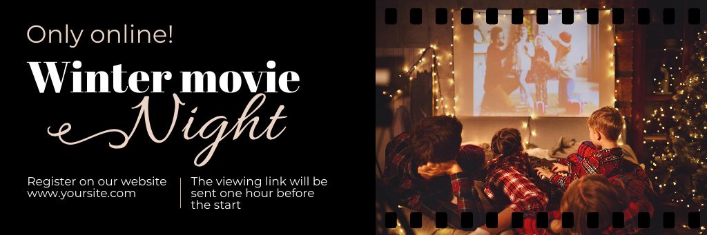 Winter Movie Night Invitation Email header Tasarım Şablonu