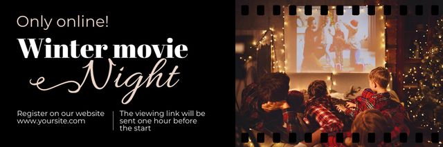 Winter Movie Night Invitation Email headerデザインテンプレート