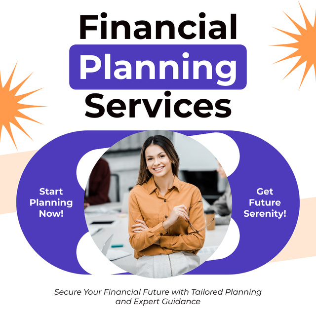 Ontwerpsjabloon van LinkedIn post van Financial Planning Services with Friendly Consultant