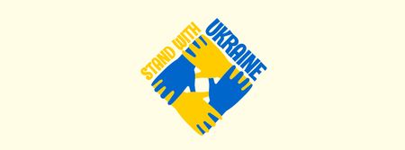 руки розфарбовані в кольори українського прапора Facebook cover – шаблон для дизайну