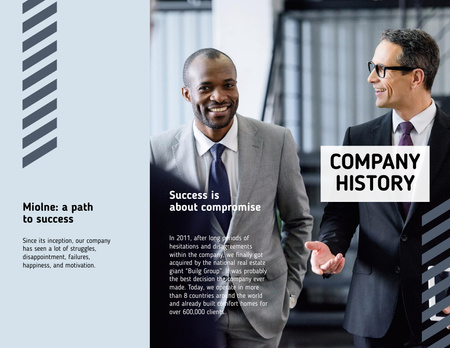 Company History with Group of Businessmen Brochure 8.5x11in Z-fold Design Template