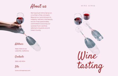 Wine Tasting with Wineglasses in White Brochure 11x17in Bi-fold Design Template