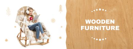 Wooden Furniture Offer with Woman in Rocking Chair Facebook cover Design Template