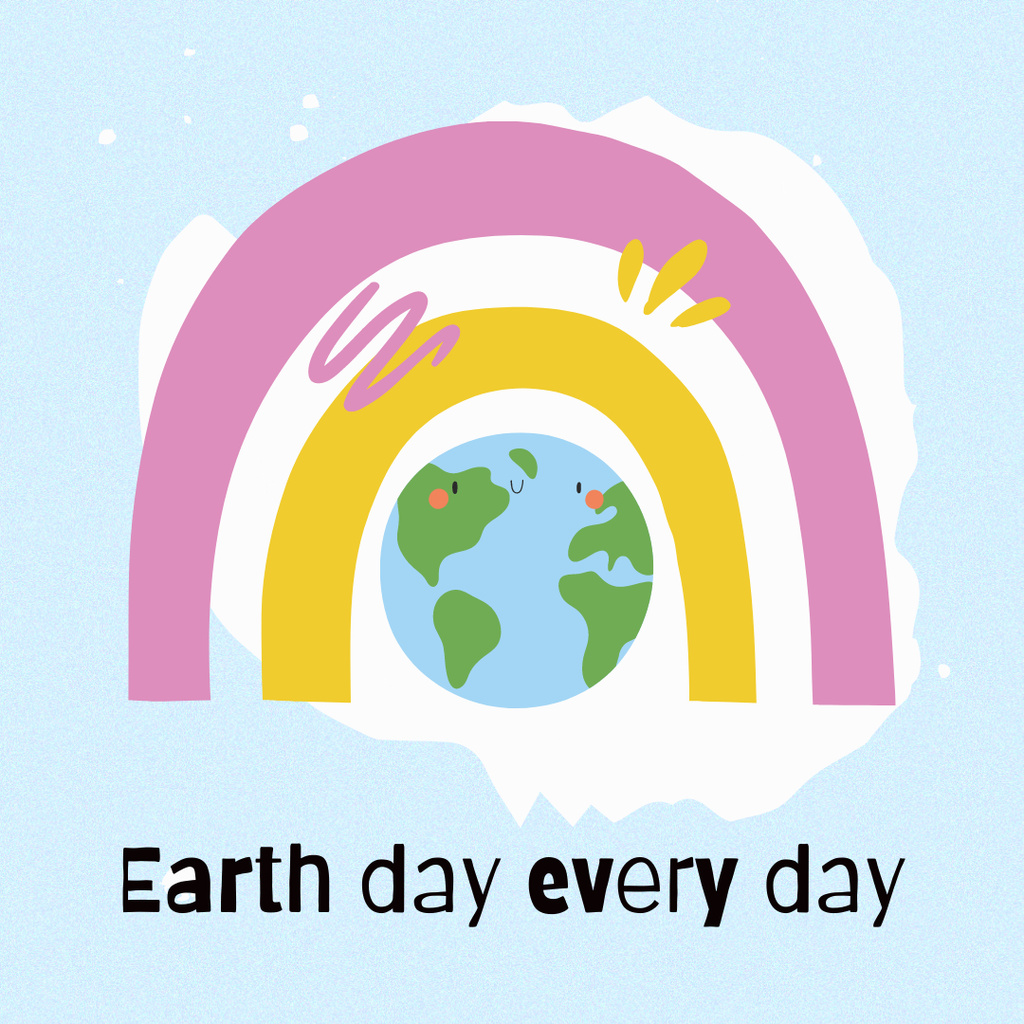 World Earth Day Announcement with Rainbow Instagram Modelo de Design