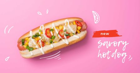 Super Hot-Dog Promo on Pink Facebook AD Design Template