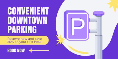Designvorlage Praktische Parkplatzreservierung in der Stadt mit Rabatt für Twitter