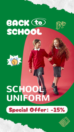 Pohodlná školní uniforma se slevovou nabídkou Instagram Video Story Šablona návrhu