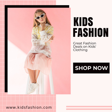 Children's Fashion Shop Promotion In Pink Instagram Design Template