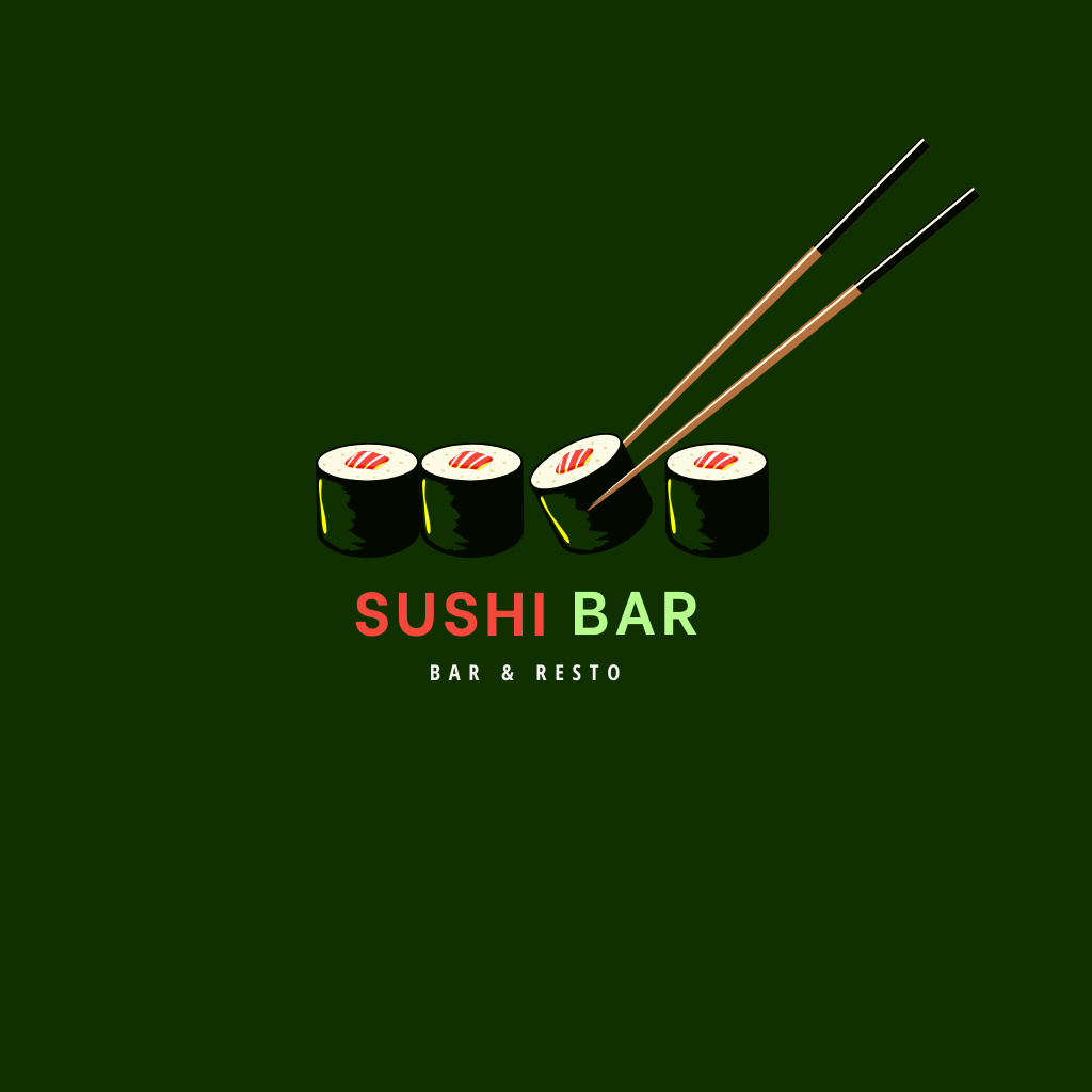 Emblem of Sushi Bar Logo Tasarım Şablonu