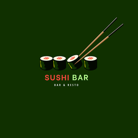 Emblem of Sushi Bar Logo Design Template