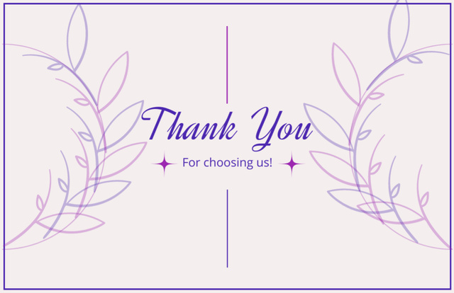 Thank You For Choosing Us Message with Simple Flower Sketch Thank You Card 5.5x8.5in – шаблон для дизайна