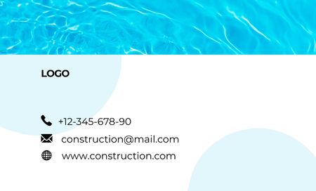 Swimming Pool Construction and Care Business Card 91x55mm Šablona návrhu