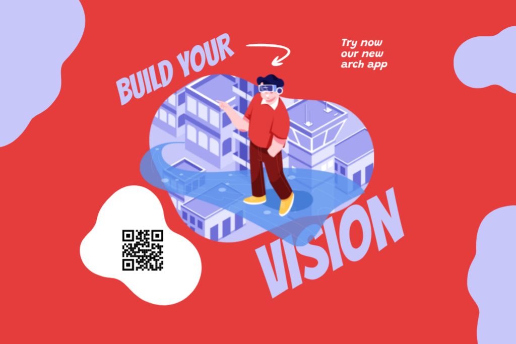 Man in Virtual Reality Glasses Postcard 4x6in Design Template