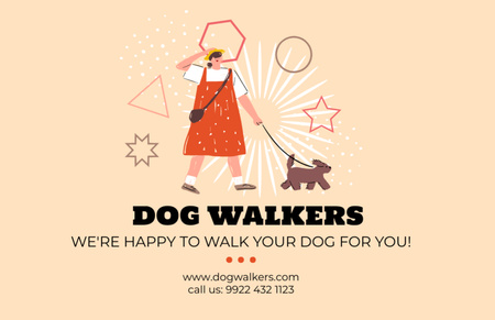 Dog Walking Service Ad Flyer 5.5x8.5in Horizontal Design Template