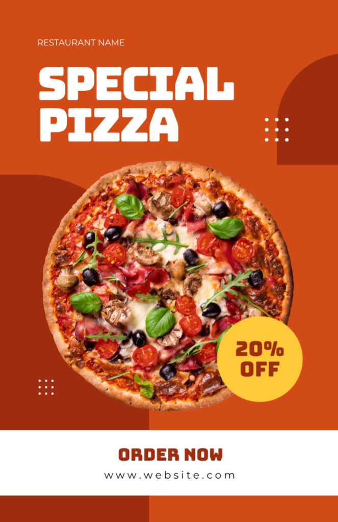 Ontwerpsjabloon van Recipe Card van Special Discount Offer on Big Pizza