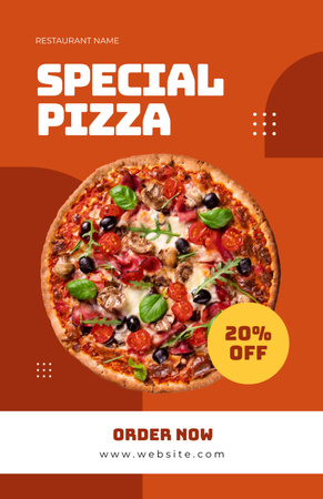 Special Discount Offer on Big Pizza Recipe Card Design Template