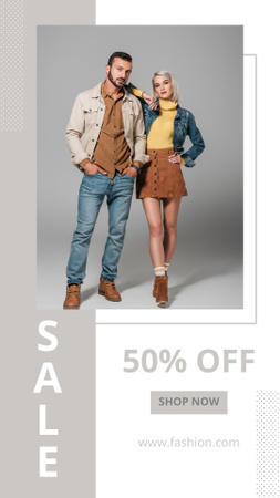 Couple in Stylish Outfits Instagram Story Design Template