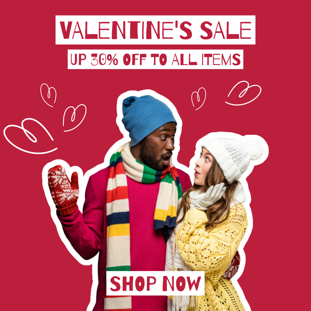 Valentine's Day Discount on All Fashion Items Instagram AD Design Template