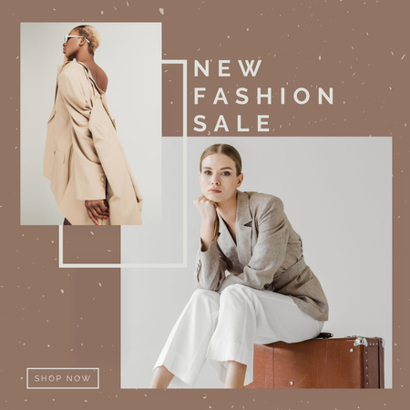 Fashion Sale Announcement with Stylish Women Instagram Design Template
