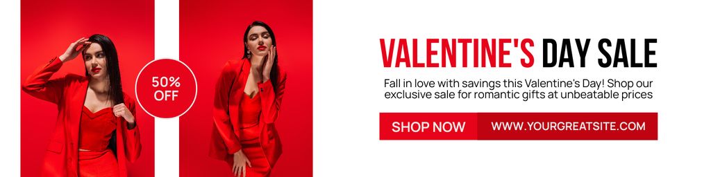 Valentine's Day Savings in Fashion Shop Twitter Design Template