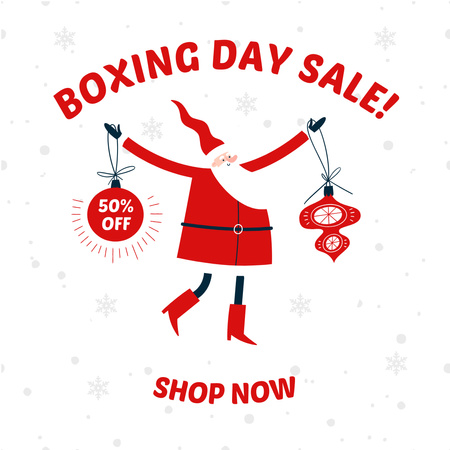 Boxing Day Sale Ad with Santa Claus Instagram Design Template