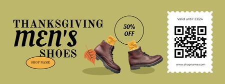 Men's Shoes Sale on Thanksgiving with Autumn Leaves Coupon Design Template
