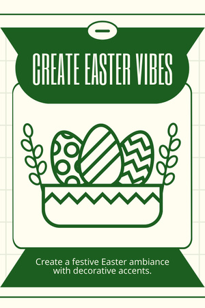 Plantilla de diseño de Ilustración creativa de huevos en canasta de Pascua Pinterest 