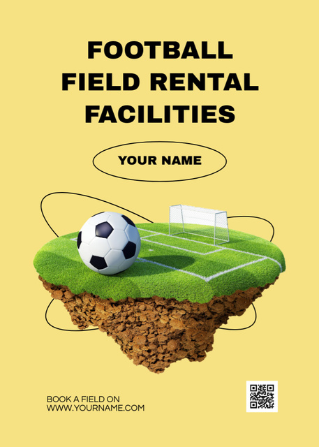 Football Field Rental Facilities with Ball and Gate Flayer Modelo de Design