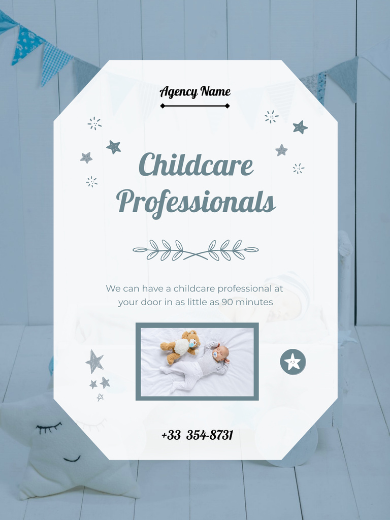 Ontwerpsjabloon van Poster US van Professional Babysitting Service Promotion