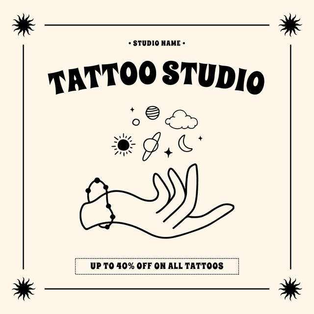 Creative Tattoo Studio Service With Discount Instagram Modelo de Design